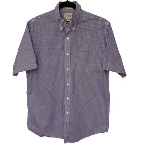 L.L.‎ Bean Men's Wrinkle Resistant Button Down Short Sleeve Shirt Medium Plaid